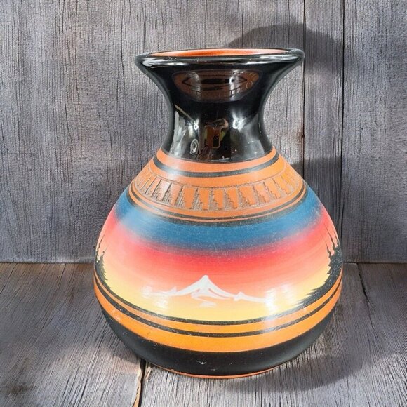 Vintage Native American Hand Made Pottery Vase Vessel Signed Dino RedWare Vase - Picture 2 of 15